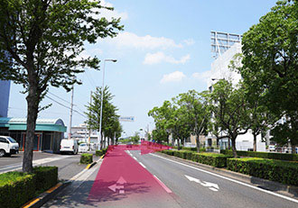 香川総合体育館の交差点手前を右折します。