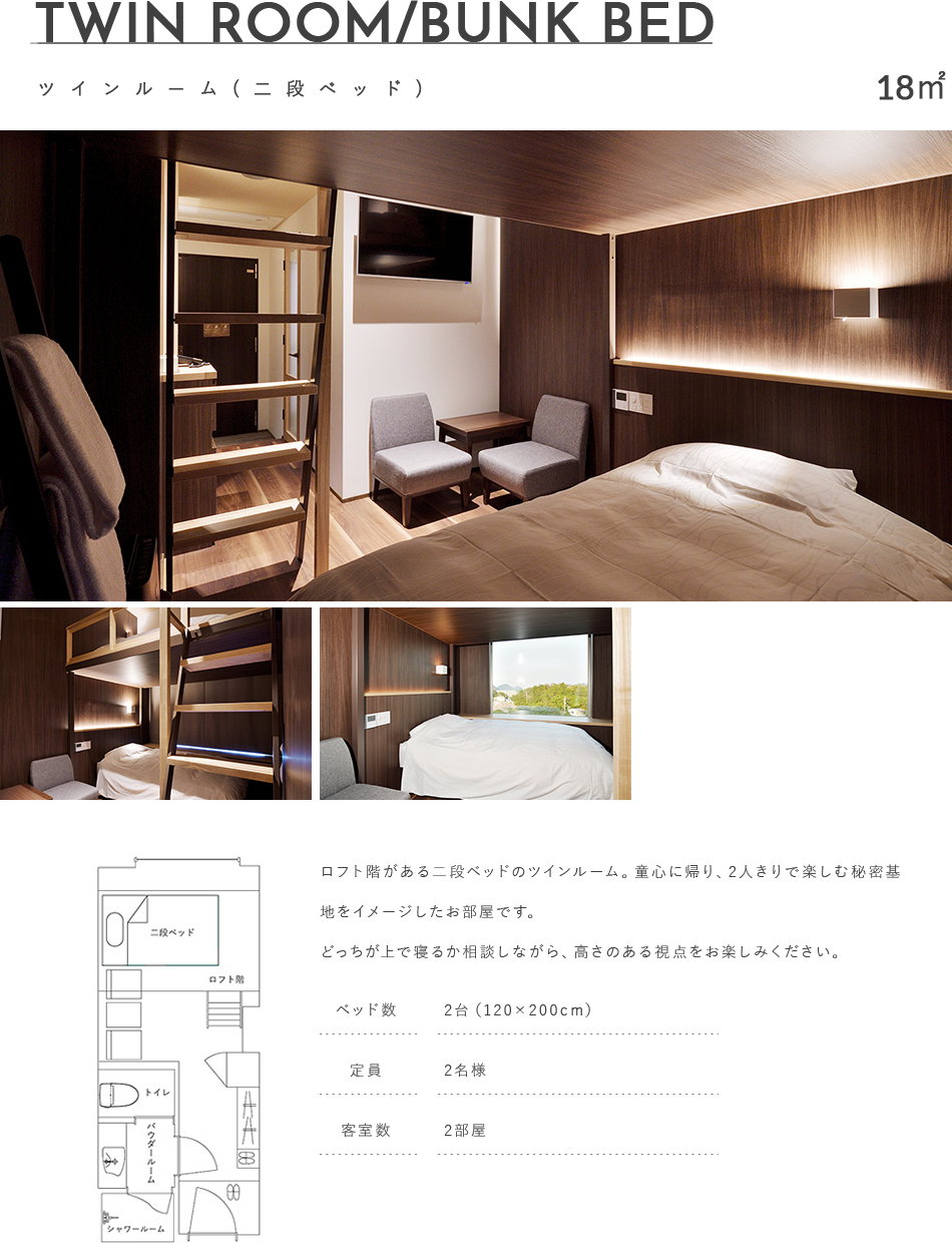 ツインルーム（二段ベッド)